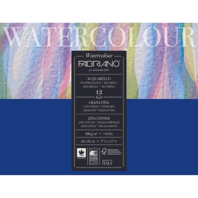 Альбом для акварели Watercolour Studio 300г/м.кв 24x32см Фин 12л склейка по 1 стороне