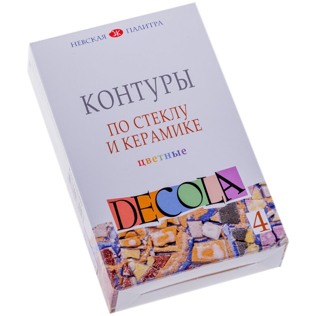 Контуры по стеклу и керамике Decola, 04 цвета, 18мл, картон