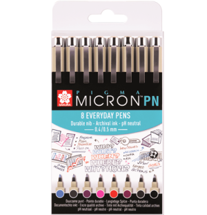 Набор капиллярных ручек Pigma Micron PN 8шт (0.4мм-0.5мм), Набор капиллярных ручек Pigma Micron PN 8шт (0.4мм-0.5мм),