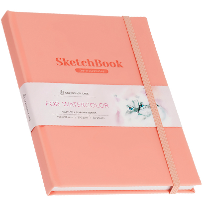 Скетчбук для акварели 40л., 150*200 Greenwich Line, коралловый, кожзам, на резинке, 200г/м2 Скетчбук для акварели 40л., 150*200 Greenwich Line, коралловый, кожзам, на резинке, 200г/м2