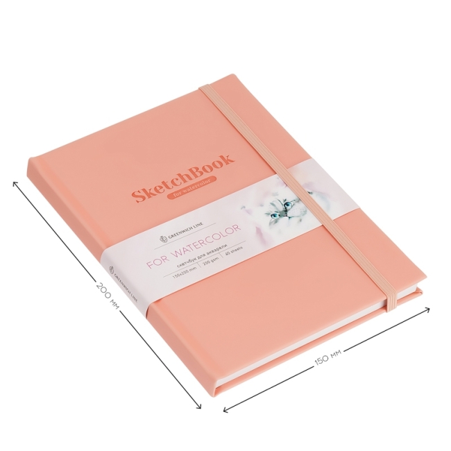 Скетчбук для акварели 40л., 150*200 Greenwich Line, коралловый, кожзам, на резинке, 200г/м2 Скетчбук для акварели 40л., 150*200 Greenwich Line, коралловый, кожзам, на резинке, 200г/м2