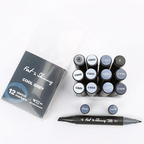 Набор скетч-маркеров Fat&Skinny Cool Grey 12 шт