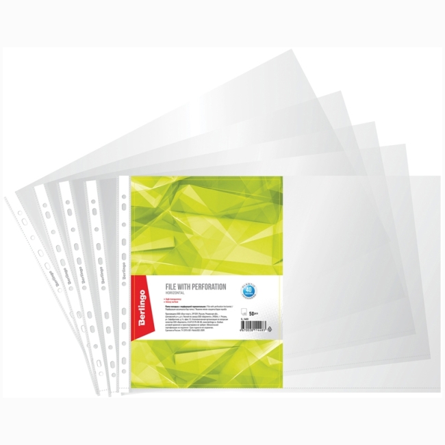 Папка-вкладыш с перфорацией Berlingo, А3, 40мкм, глянцевая, горизонтальная Папка-вкладыш с перфорацией Berlingo, А3, 40мкм, глянцевая, горизонтальная