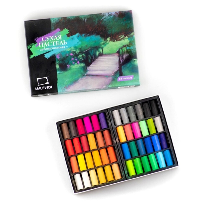Пастель сухая Малевичъ 48 цветов квадратные мелки-половинки купить в художественном магазине ArtCraft.Space с доставкой по всему миру