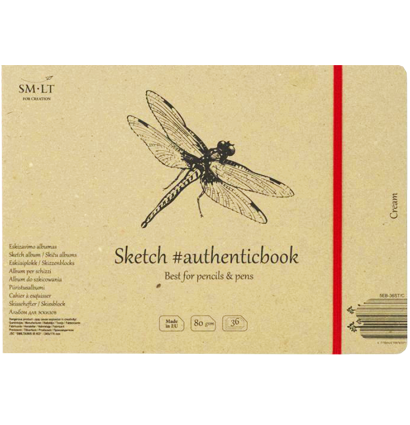 Скетчбук SMLT Cream Authentic Book с кремовой бумагой 24.5x17.7 см / 36 листов / 80 гм купить в магазине товаров для художников ArtCraft.Space с доставкой по РФ и СНГ