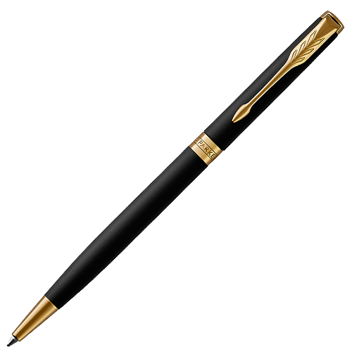 Ручка шариковая Parker Sonnet Matte Black GT 1 мм черные чернила, подарочная упаковка купить в магазине ArtCraft.Space