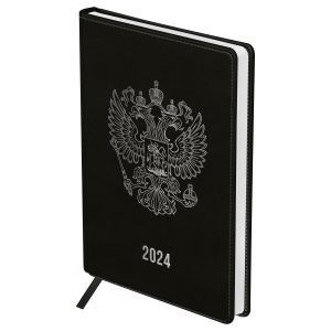Ежедневник датированный 2024г., А5, 176л., кожзам, OfficeSpace "Eagle", черный