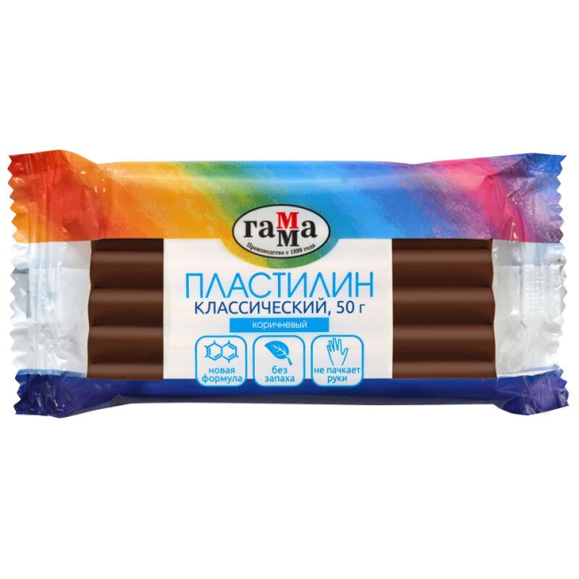 Пластилин Гамма "Классический" для лепки поштучно коричневый 50г купить в художественном магазине ArtCraft.Space с доставкой по всему миру