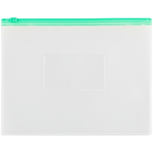 Папка-конверт на zip-молнии OfficeSpace А5, полипропилен, 150мкм, прозрачная, карман, молния зеленая