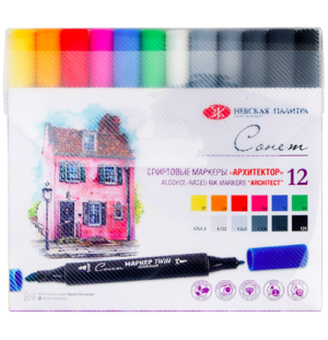 Набор маркеров для творчества Сонет "Архитектор", 12цв., скош./пулевидный
