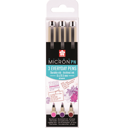 Набор капиллярных ручек Sakura Pigma Micron PN розовая, пурпурная, коричневая 3 штуки купить в магазине ArtCraft.Space