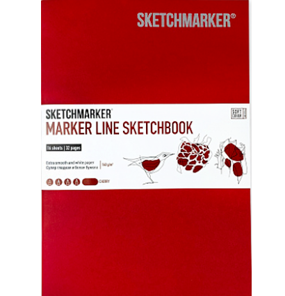 Скетчбук Sketchmarker Marker Line вишнёвый с мягкой обложкой А5 / 16 листов / 160 гм купить в магазине маркеров ArtCraft.Space с доставкой по РФ и СНГ