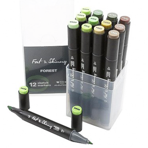 Набор скетч-маркеров Fat&Skinny Forest 12 шт