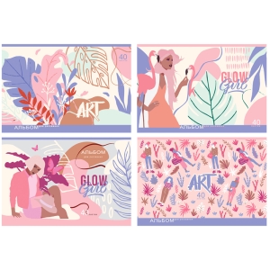 Альбом для рисования 40л., А4, на скрепке BG "Glow girl"