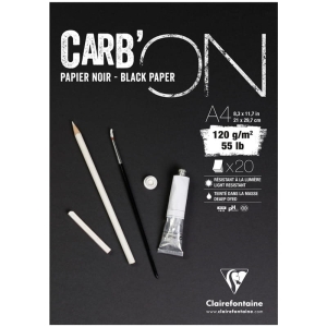 Скетчбук 20л. А4 на склейке Clairefontaine "Carb'ON", 120г/м2, мелкозер.,черн