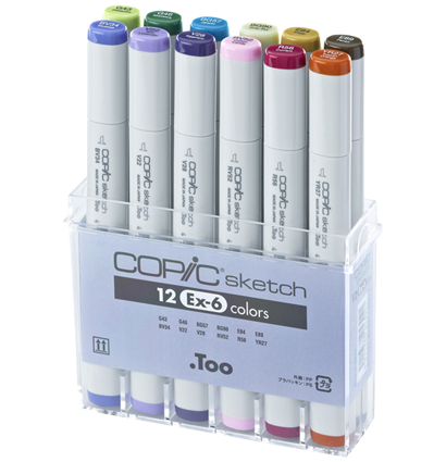 Copic Sketch EX-6 12 набор маркеров с кистью в кейсе Копик Скетч маркеры 12 цветов купить в официальном магазине ArtCraft.Space   с доставкой по РФ и всему миру