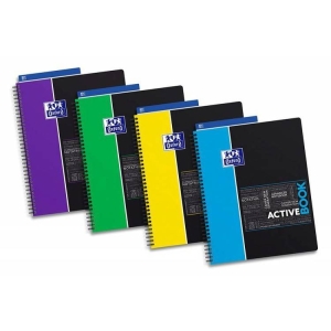 Тетрадь OXFORD Student SOS Active Book A4+ 80л клетка двойная спираль легко чистящаяся пластиковая обложка 5шт цв.ассортименте