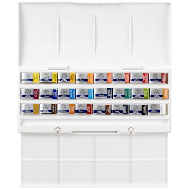 Студийный набор акварели Cotman (24 больших кювета), в пластиковой коробке