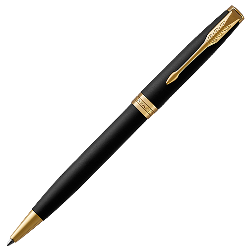 Ручка шариковая Parker Sonnet Matte Black GT 1 мм черные чернила, подарочная упаковка купить в магазине ArtCraft.Space
