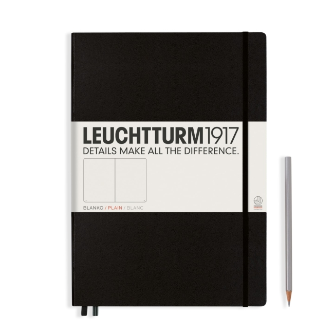 Блокнот Leuchtturm1917 Master A4+ (22.5x31.5см.), 100г/м2 - 235 стр. нелинованная, твердая обложка, цвет: Черный