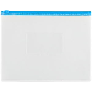 Папка-конверт на zip-молнии OfficeSpace А5, полипропилен, 150мкм, прозрачная, карман, молния синяя