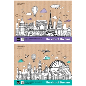 Альбом для рисования 40л., А5, на склейке ArtSpace "Путешествия. City of dreams"