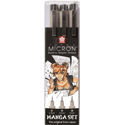 Набор черных капиллярных ручек Sakura Pigma Micron разной толщины, 3 штуки купить в магазине маркеров и ручек ArtCraft.Space с доставкой по РФ и СНГ