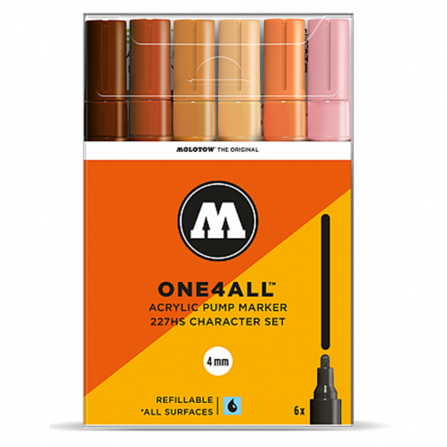 Molotow Набор маркеров ONE4ALL 227HS Basic-Set 2 6 шт 200455 4 мм