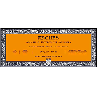 Arches Aquarelle Torchon блок бумаги для акварели из хлопка 10х25см / 20 листов / 300 гм (крупнозернистая) купить в художественном магазине ArtCraft.Space с доставкой по РФ и СНГ