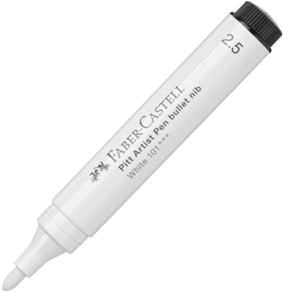 Толстый белый маркер Faber-Castell Pitt Artist Bullet Nib с пером-пулей 2.5 мм купить в магазине маркеров ArtCraft.Space с доставкой по РФ И СНГ
