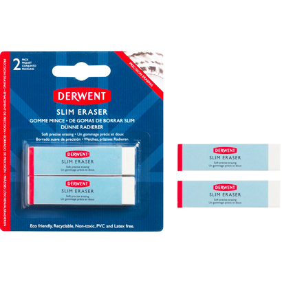 Набор ластиков тонких для рисования Derwent Slim Eraser 2 штуки купить в художественном магазине ArtCraft.Space с доставкой по всему миру