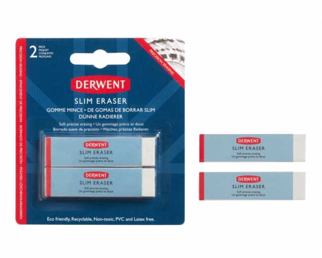 Набор ластиков тонких для рисования Derwent Slim Eraser 2 штуки купить в художественном магазине ArtCraft.Space с доставкой по всему миру