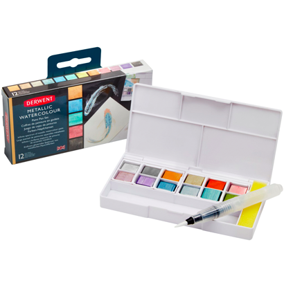 Акварель металлик Derwent Inktense Metallic набор 12 цветов в кейсе купить в художественном магазине ArtCraft.Space с доставкой по всему миру