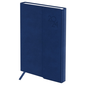 Ежедневник датированный 2024г., А5, 176л., кожзам, OfficeSpace "Magnet", темно-синий
