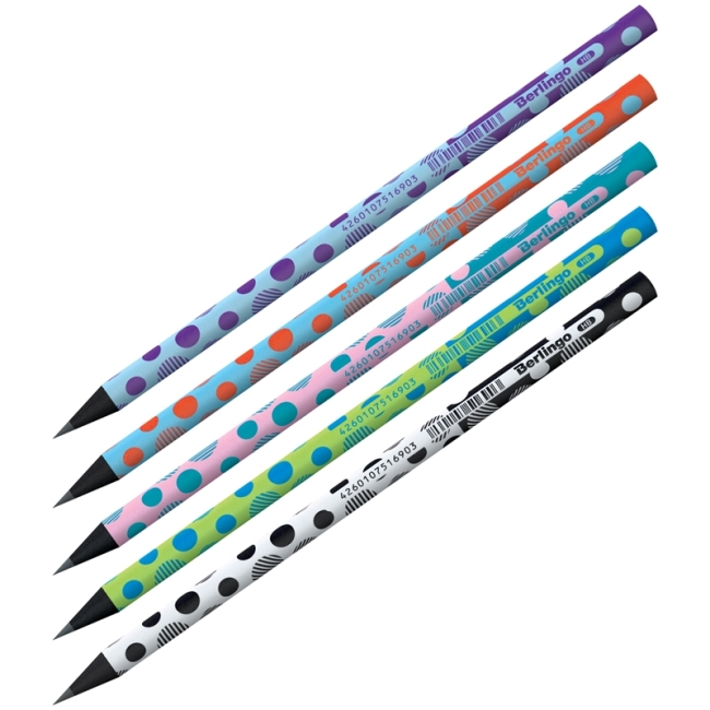 Карандаш ч/г Berlingo "Dots" HB, круглый, черное дерево, заточен Карандаш ч/г Berlingo "Dots" HB, круглый, черное дерево, заточен