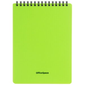 Блокнот А5 60л. на гребне OfficeSpace "Neon", салатовая пластиковая обложка