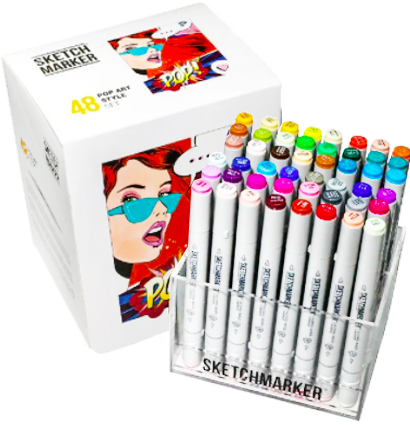 Набор маркеров Скетчмаркер / Sketchmarker "Pop Art Style - Поп Арт" 48 цветов в пластиковом кейсе купить в магазине ArtCraft.Space с доставкой по РФ и СНГ
