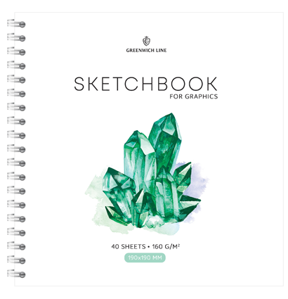 Скетчбук для графики и эскизов 40л., 190*190 Greenwich Line "Crystal. Emerald Stone", на гребне, 160г/м2 Скетчбук для графики и эскизов 40л., 190*190 Greenwich Line "Crystal. Emerald Stone", на гребне, 160г/м2