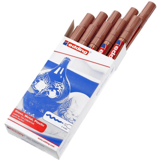 Маркер лаковый глянцевый Edding "750/55 CR" медный, пулевидный, 2,0-4,0мм Маркер лаковый глянцевый Edding "750/55 CR" медный, пулевидный, 2,0-4,0мм