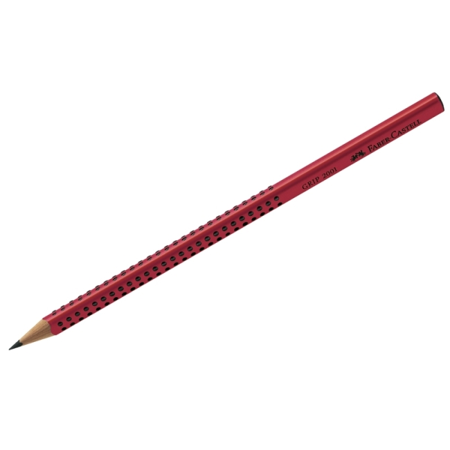 Карандаш ч/г Faber-Castell "Grip 2001" B, трехгран., заточен., красный