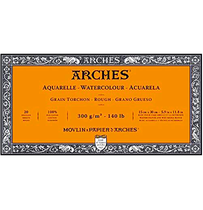 Arches Aquarelle Torchon блок бумаги для акварели из хлопка 15х30см / 20 листов / 300 гм (крупнозернистая) купить в художественном магазине ArtCraft.Space с доставкой по РФ и СНГ