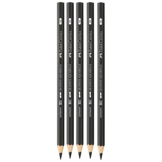Набор чернографитных акварельных карандашей Faber-Castell Graphite Aquarelle 5 штук в пенале купить в магазине ArtCraft.Space с доставкой Набор чернографитных акварельных карандашей Faber-Castell Graphite Aquarelle 5 штук в пенале купить в магазине ArtCraft.Space с доставкой