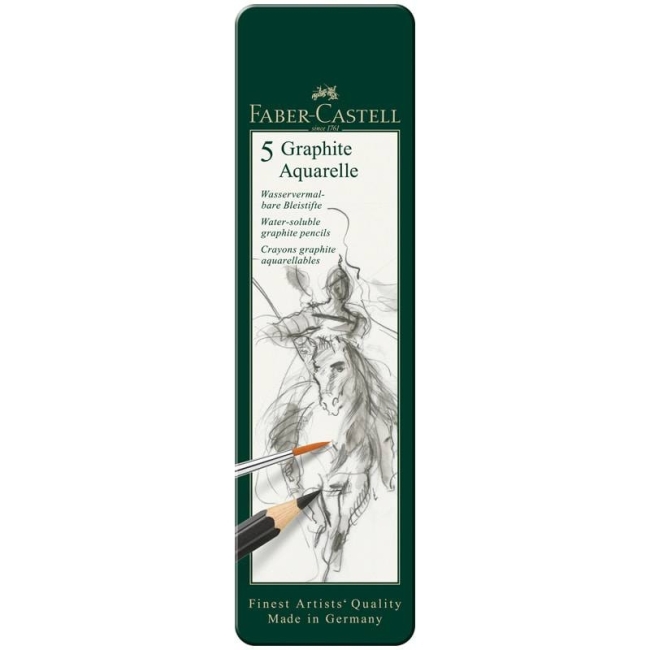 Набор чернографитных акварельных карандашей Faber-Castell Graphite Aquarelle 5 штук в пенале купить в магазине ArtCraft.Space с доставкой Набор чернографитных акварельных карандашей Faber-Castell Graphite Aquarelle 5 штук в пенале купить в магазине ArtCraft.Space с доставкой