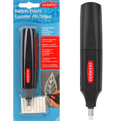 Ластик электрический Derwent Battery Eraser + 8 сменных насадок купить в магазине для художников ArtCraft.Space с доставкой по РФ и СНГ