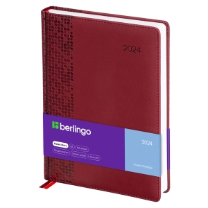 Ежедневник датированный 2024г., А4-(В5), 184л., кожзам, Berlingo "Vivella Prestige", бордовый
