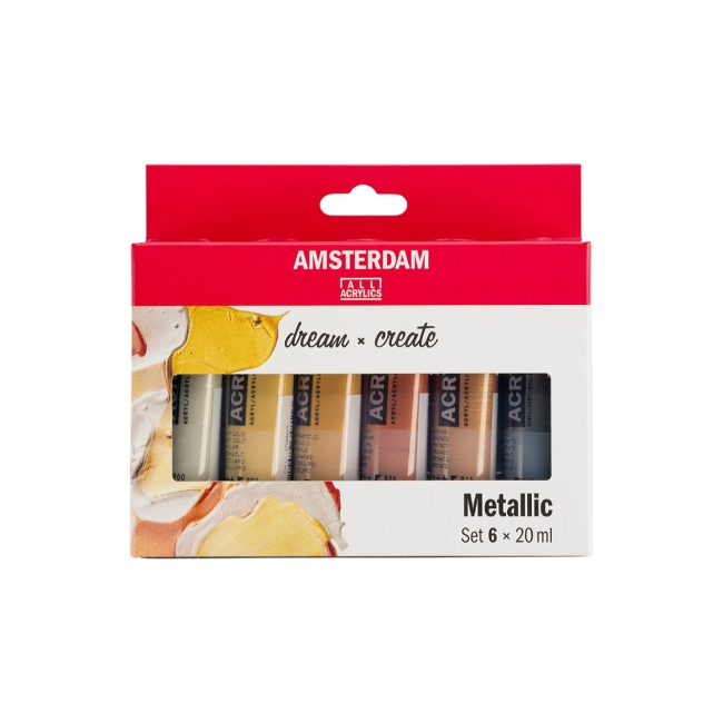 Набор акриловых красок Amsterdam Standart 6цв*20мл металлик