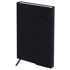 Ежедневник датированный 2024г., А5, 176л., кожзам, OfficeSpace "Magnet", черный