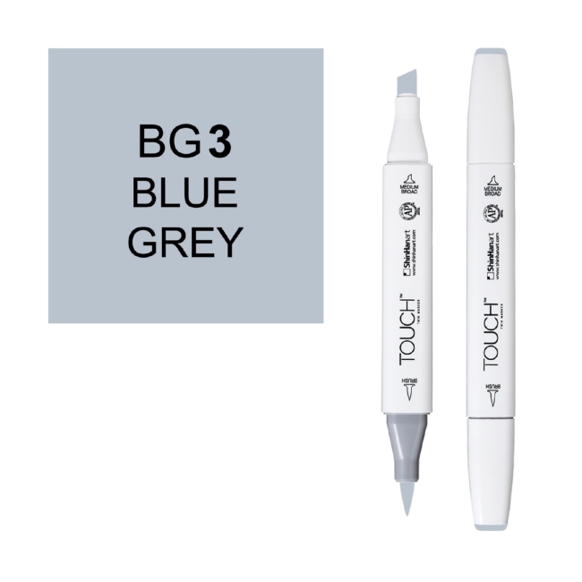Маркер двухсторонний спиртовой  TOUCH TWIN BRUSH BG3 Сине-серый