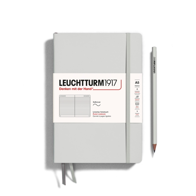 Блокнот Leuchtturm1917 Natural Colors A5 (14.5x21см) 61л в линейку мягкая обложка, цвет:  Серый светлый
