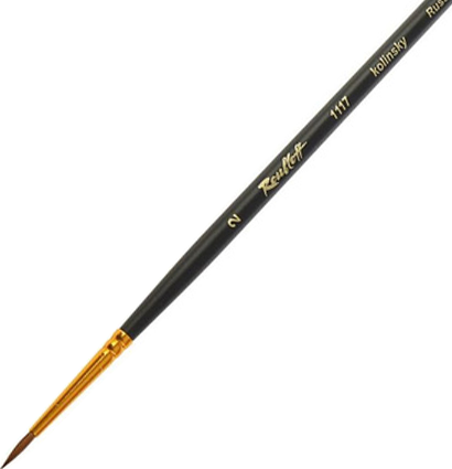 Кисть Roubloff колонок №2 круглая для акварели, гуаши и масла с короткой чёрной ручкой  купить в магазине товаров для рисования ArtCraft.Space